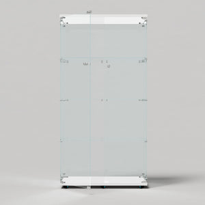 English Elm Tempered Glass Display Cabinet With Bluetooth Led Light, Lockable, Mobile Storage For Home & Office W3155S00006-GIGA