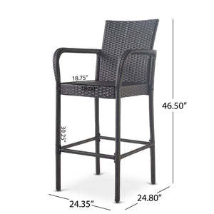 English Elm Christopher Knight Home® - Littleton Outdoor Barstool Set Of 2 - Stylish Grey Wicker For Modern Patios & Poolside Relaxation 57113.00GRY