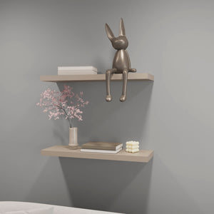English Elm Iva Recessed Floating Shelf Set of 2 in Taupe Melamine – 31.5" Wide, Sleek Wall Storage & Display Solution B128P237164
