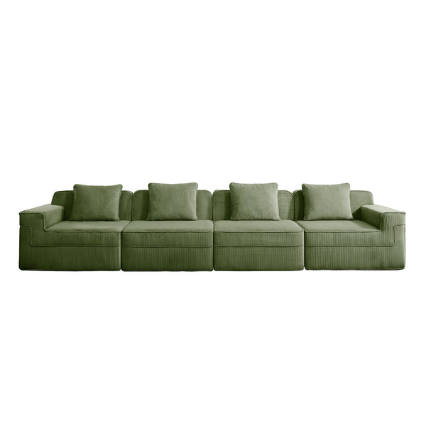 English Elm Modular 4-Seat Boneless Sofa - Cloud Sectional Couch With Plush Corduroy & Customizable Comfort W3041S00334