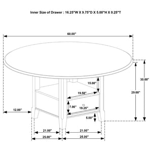 English Elm Fulton Neoclassical Round Pedestal Dining Set Seats Four with Built-in Storage B062S01682