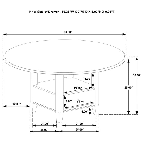 English Elm Fulton Neoclassical Round Pedestal Dining Set Seats Four with Built-in Storage B062S01682