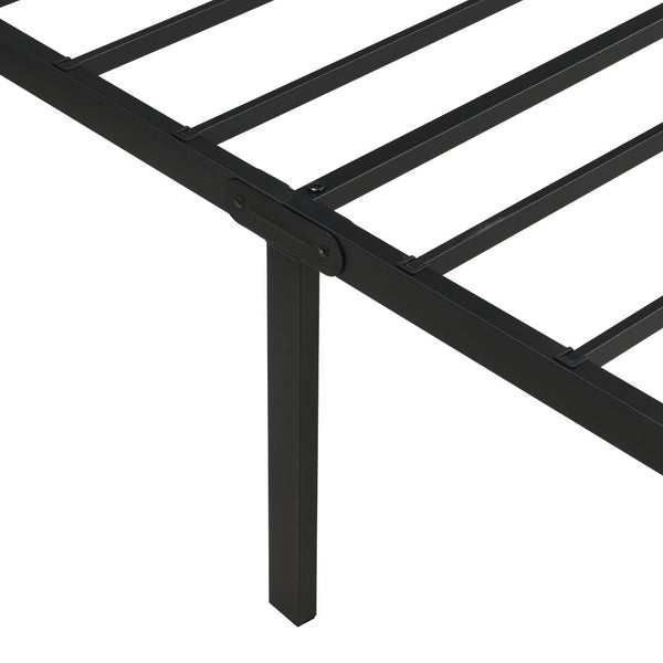 English Elm Queen Platform Bed Frame Heavy Duty Steel Slats Matte Black Modern Bedroom Base W2297P419870