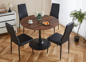 English Elm 42.1"WOOD Mid-Century Tulip Dining Table Walnut Top, 42.1" Round MDF Pedestal for 4-6 Guests W234P209758