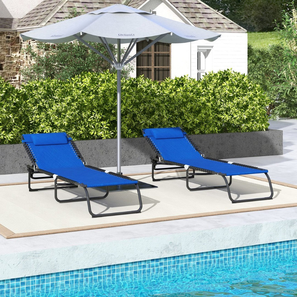 English Elm Outsunny Folding Chaise Lounge Pool Chair - Adjustable 4-Position Recliner With Breathable Mesh Seat W2225P229489-GIGA