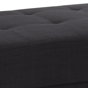 English Elm Elegant Black Fabric Ottoman 16"H x 57"W x 28"D — Dual-Use Footrest & Coffee Table, Seats Two, No Assembly B078108244