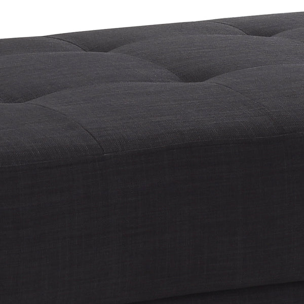 English Elm Elegant Black Fabric Ottoman 16"H x 57"W x 28"D — Dual-Use Footrest & Coffee Table, Seats Two, No Assembly B078108244