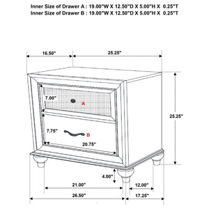 English Elm Barzini White 2-Drawer Nightstand with Faceted Crystal Hardware, Sleek Rectangular Modern Accent Piece B062P344905