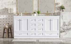English Elm 72-inch Shaker Double Bathroom Vanity White Mdf Soft Close Drawers Resin Basin N729P000029K