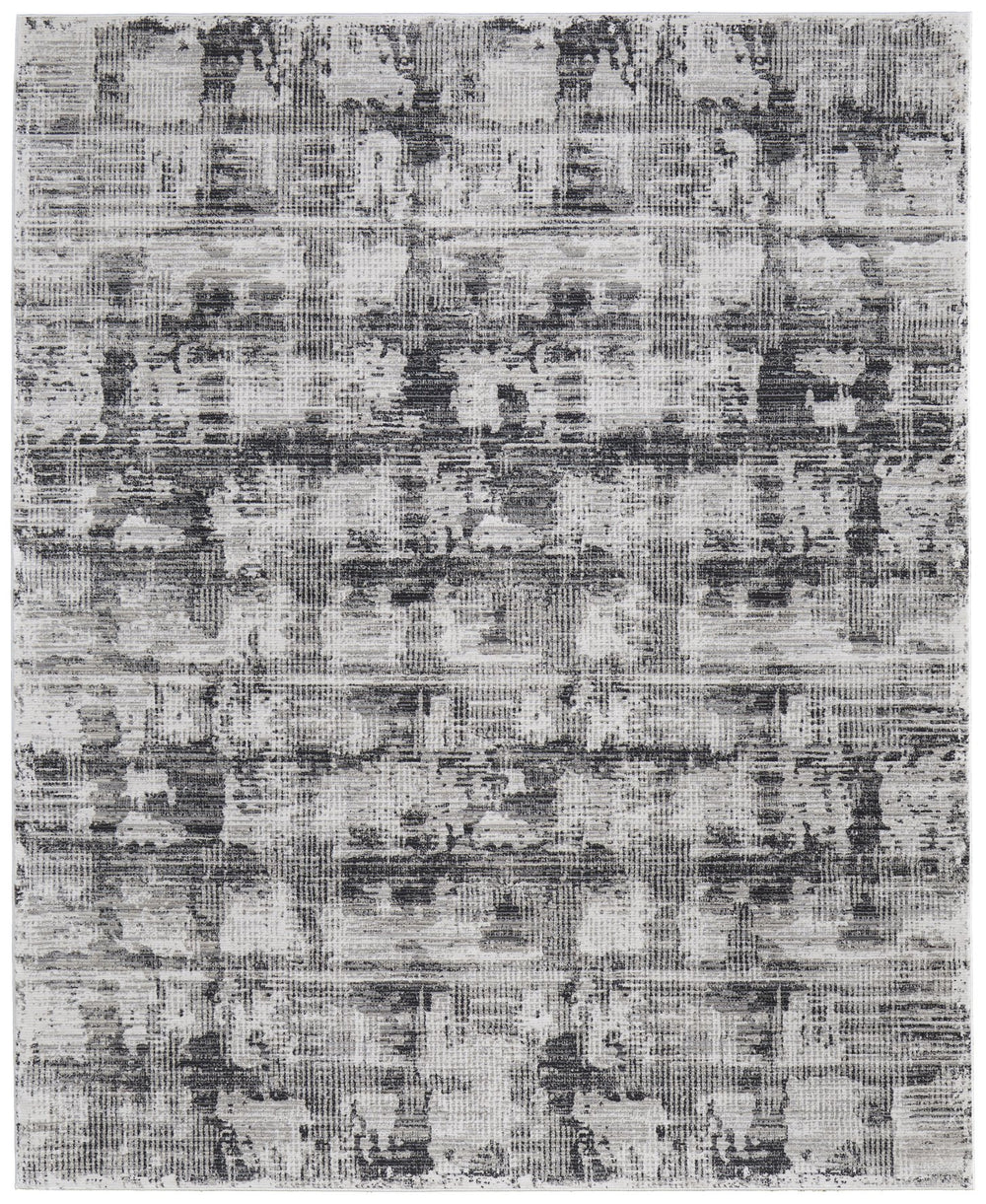 Feizy Rugs Sonora Abstract Watercolor Area Rug - Durable, Stain-resistant, Modern Design For Kid & Pet Friendly Homes Gray,Ivory Polypropylene,Polyester,Viscose Snr39nyfgryivyg01