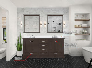 English Elm Espresso 72 in Double Bath Vanity with Cultured Marble Top, Solid Wood, Soft-Close Drawers, Storage B2731P258395