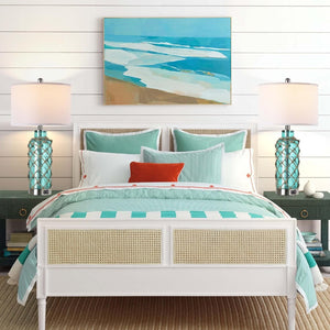 English Elm Cottage Blown Glass Rope Net Bedside Lamp Set Coastal Nautical Touch Dimmer Usb W3355P465377