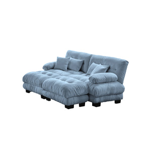 English Elm Cloud Comfort Sleeper Sofa - Elegant Chenille 2-Seater With Lumbar & Throw Pillows, 2 Ottomans W714S01081