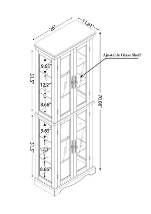 English Elm Lighted Curio Display Cabinet - Elegant Glass Storage With Ambient Lighting For Wine, Toys & More W2275P292640