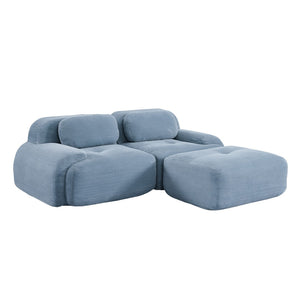 English Elm 82'' Modular L-shaped Sectional Sofa Corduroy Upholstery Curved Arms for Living Rooms Blue W714S01246