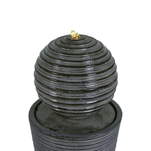 English Elm Christopher Knight Home® - 31.5"H Tall Striped Concrete Column Fountain with LED Light Effects, Weatherproof Accent for Courtyards N765P324550G
