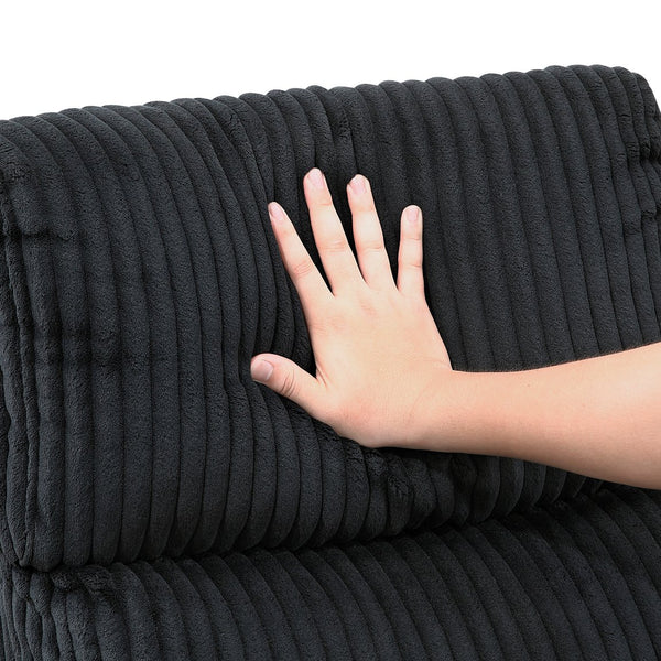 English Elm Black Corduroy Swivel Glider Recliner Chair - 360° Motion, Plush Cushioning, Sleek Black Upholstery B011P383307