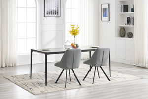 English Elm Dining Thickened Fabric Chair Set of 2 with Metal Legs — Cozy Modern Bar-Style Seating for Kitchen and Dining Spaces Grey W1249P243510