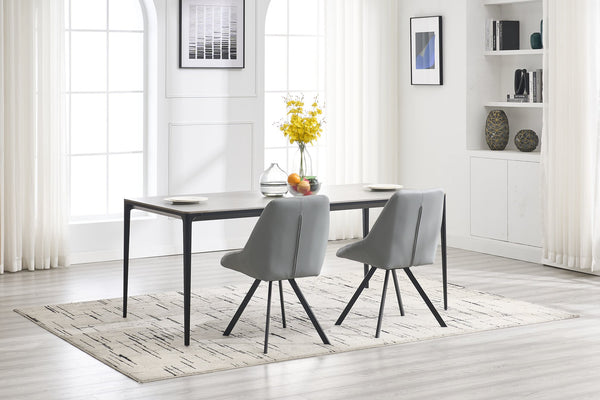 English Elm Dining Thickened Fabric Chair Set of 2 with Metal Legs — Cozy Modern Bar-Style Seating for Kitchen and Dining Spaces Grey W1249P243510