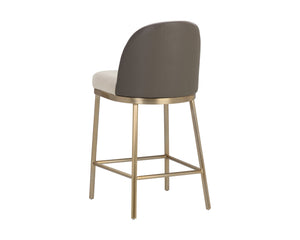 Sunpan Lavania Elegant Two-Toned Fabric Stool with Antique Brass Finish for Modern Home Décor and Comfort Counter Height