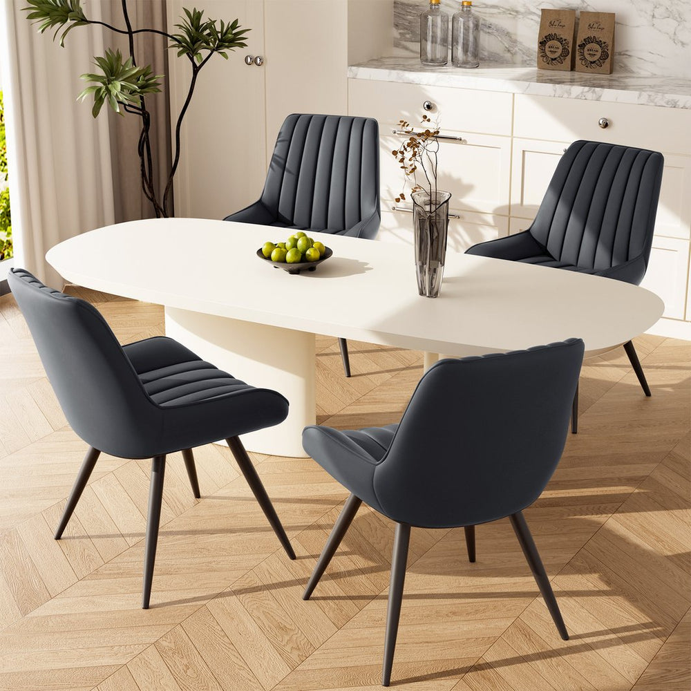 English Elm Modern Dining Chairs Set Of 4 - Comfy Upholstered Fabric With Metal Legs For Dining Room & Kitchen T3950P394446