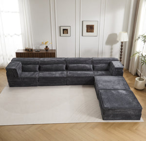 English Elm Compression Modular Sofa Bed - Oversized 4-Seater, No Assembly, Adaptable Designs For Any Space W3723S00041