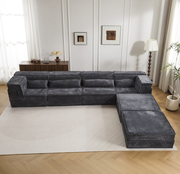 English Elm Compression Modular Sofa Bed - Oversized 4-Seater, No Assembly, Adaptable Designs For Any Space W3723S00041
