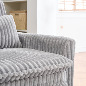 English Elm Grey Corduroy Compact Sofa Bed for Small Apartments, Bedroom or Balcony — Solid Wood Frame, Sponge Cushion, Black Plastic Legs W1658P290467