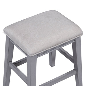 English Elm TREXM Retro 4-Piece Bar Dining Set with 3 Storage Drawers, Compact Counter Height Space-Saver Gray ST000135AAE