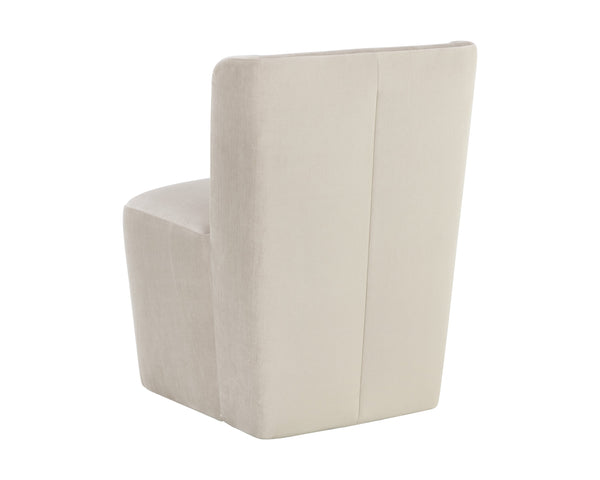 Sunpan Amita Wheeled Dining Chair - Elegant Upholstered Design with Moisture Repellent Performance Fabric Piccolo Prosecco