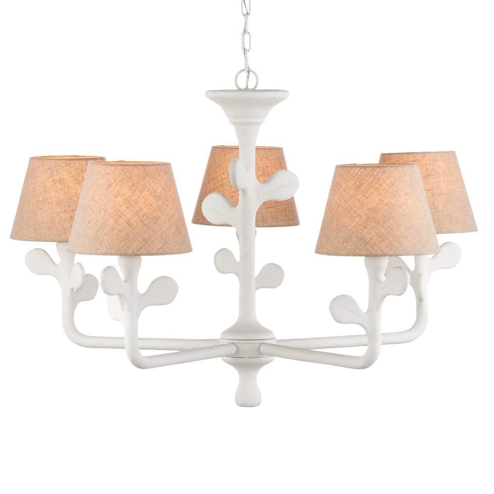 Charny Chandelier - Elegant White Composite Fixture with Nature-Inspired Design & Adjustable Height
