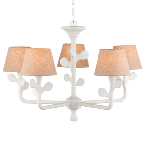 Charny Chandelier - Elegant White Composite Fixture with Nature-Inspired Design & Adjustable Height