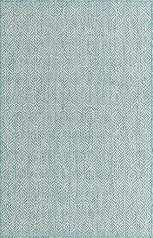 Unique Loom Outdoor Trellis Deco Trellis Machine Made Trellis Rug Aqua, Ivory 5' 3" x 8' 0"