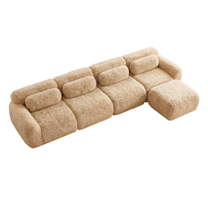 English Elm L-shaped Modular Plush Sectional Sofa with Cloud Foam Cushions for Cozy Living Spaces Light Khaki W714S01572