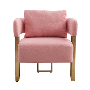 English Elm Ts Teddy Fleece Accent Chair Set Two Plush Seats Gold Square Legs Glam Decor Pink W2311P190459