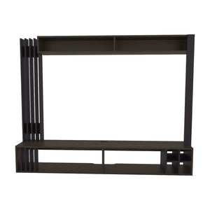 English Elm Franklin Entertainment Center Wenge – Wall-Mount Media Unit with Open Shelves, Wine Storage, 70.9" wide B128S00188