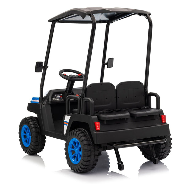 English Elm 24v Kids Electric Ride on Truck Four Seat All Wheel Drive Spring Suspension Sunshade Blue W1578P381256