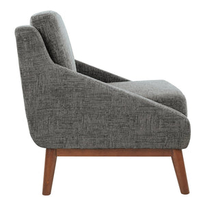 OSP Home Furnishings Mid-century Open Arm Club Chair with Solid Wood Legs and Plush Fiber Seat Cushions Charcoal SL4411R-MC4