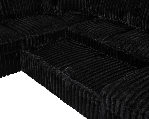 English Elm 122 Plush U-Shape Sectional Sofa Bed with USB Ports, Hidden Storage Chaise & Spacious Armrest Comfort Black W1417S00135