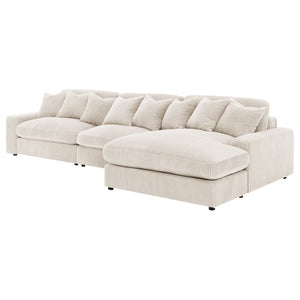 English Elm Cassidy Three Piece Corduroy Sectional with Lounge Unit for Cozy Living Spaces B062S01421