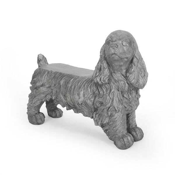 English Elm Christopher Knight Home® - COCKER Gray Cocker Spaniel Dog Statue Bench - Weather-Resistant Magnesium Oxide Garden Accent, Durable Artistic Seat 65277.00GRY