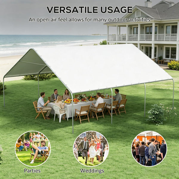 English Elm Tent Triple Bay Steel Canopy Uv30 Protection for Vehicles Events and Outdoor Storage T3971S00258