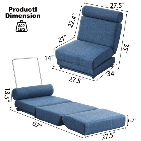 English Elm Single Foldable Sofa Bed Chair with High Density Foam and Breathable Linen Fabric W2113P181632