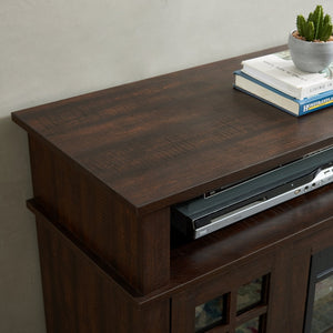 English Elm Classic TV Media Stand with 23" Electric Fireplace Insert, 65" TV Support, Ample Storage & Cable Management Espresso W2275S00015