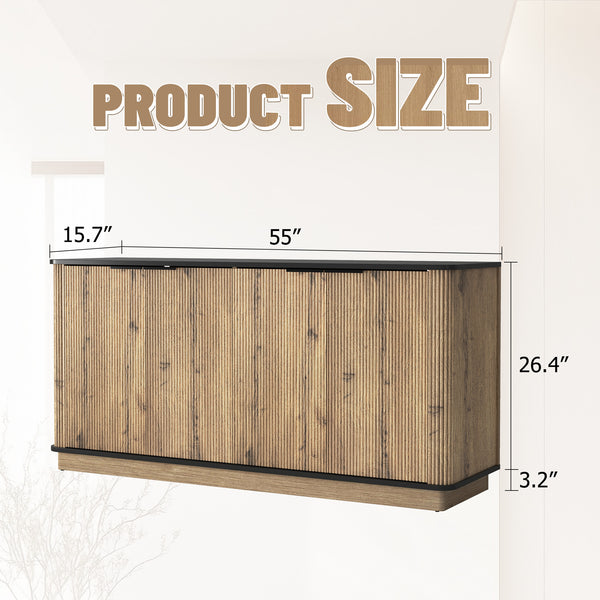 English Elm Multi-Functional Mdf Sideboard - Stylish Storage For Tvs & Tableware, Compact Design, Easy Assembly W3226P279083
