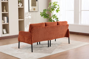 English Elm United We Win Corduroy Loveseat Plush Ergonomic Sofa with Spring Support Metal Legs Orange W1568P410045