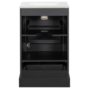 English Elm 20 Inch Bathroom Vanity with Ceramic Sink, Soft-Close Door, Adjustable Shelf, Smart Storage Organizing Design Black N729P299505B