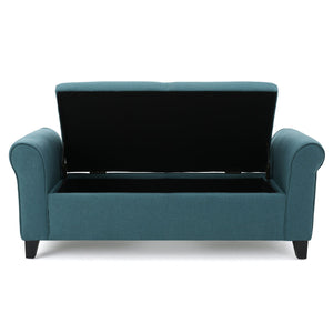 English Elm Christopher Knight Home® - HAYES Armed Storage Bench with Rolled Arms and Plush Upholstery — Compact Storage Seating for Homes Teal 57735.00DTE