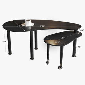 English Elm Contemporary rotatable cocktail table with 360° swivel top, sintered stone & MDF surface, space-saving design Black W2899P372752