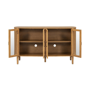 English Elm Christopher Knight Home® - Storage Cabinet - Stylish 4-Door Design For Entryway Or Living Room, Natural Finish, Ample Space N780P330603N